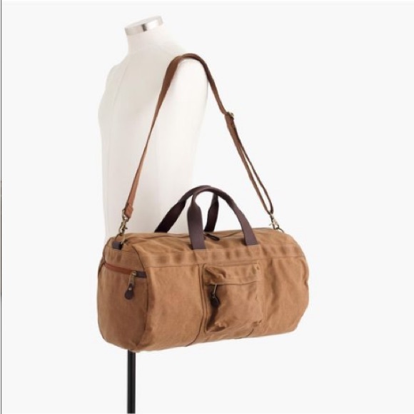 NEW J. Crew Abingdon Duffel Waxed Cotton Canvas Leather Travel Gym Duffle Bag - Picture 5 of 17